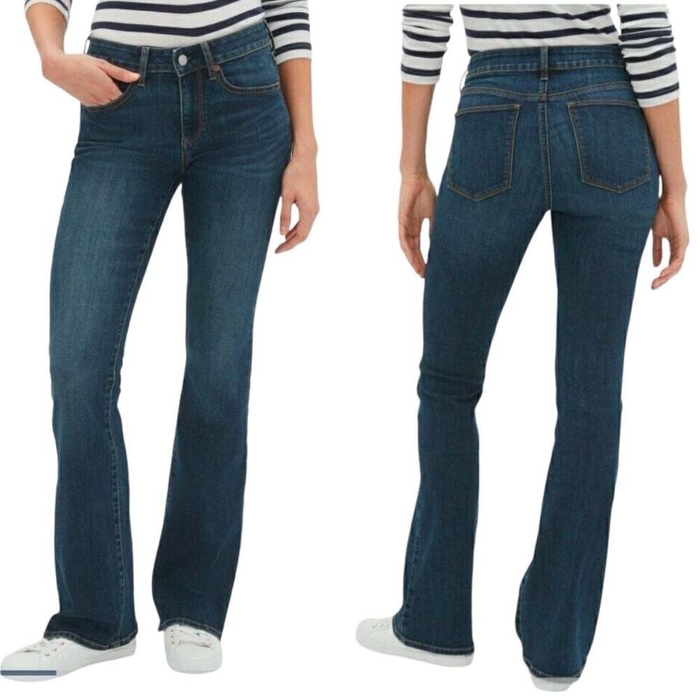 GAP Curvy Mid-Rise Boot Cut Cotton Blend Blue Denim Jeans Size 29/8a